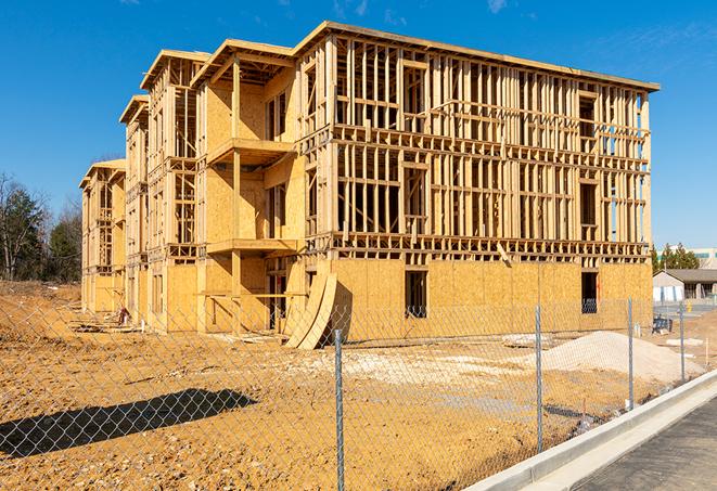 a snapshot of temporary chain link fences protecting a large construction project from unauthorized access in Richfield MN